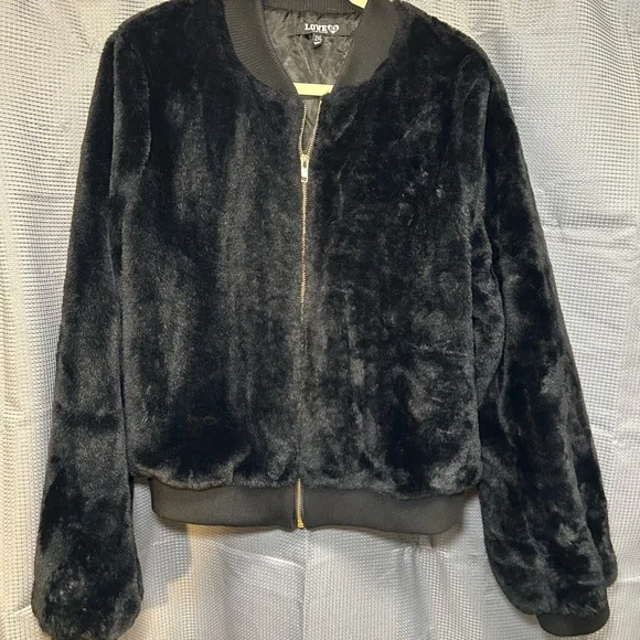 Faux Fur Black Teddy Bomber Jacket - Picture 1 of 5